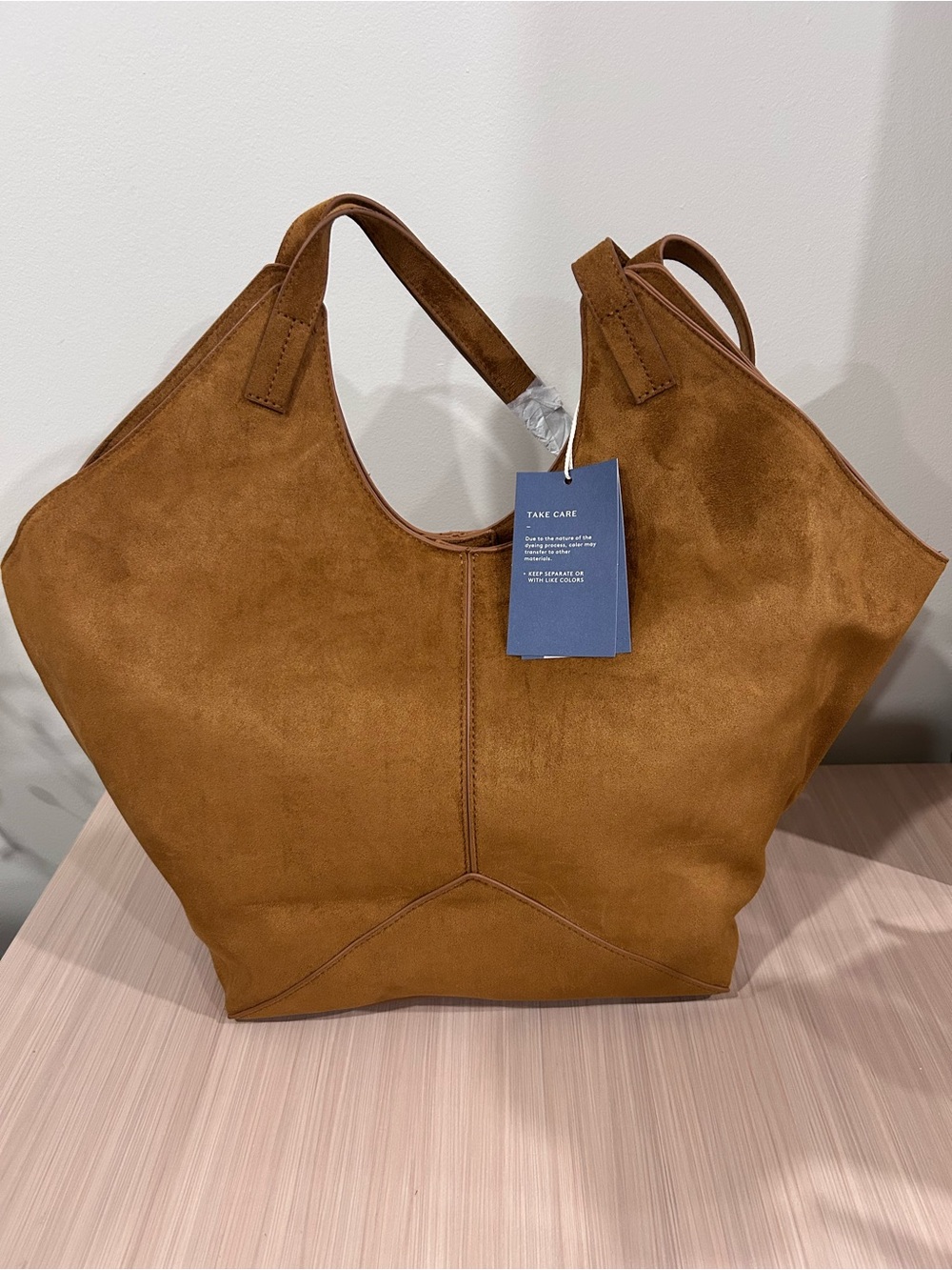a new day Tan Suede Tote Bag